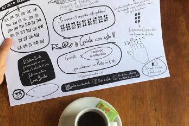 Inclusión en acción: organización villamarianse reparte manteles interactivos a braille