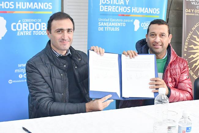 Villa de María de Rio Seco firmó un acuerdo para el saneamiento de títulos