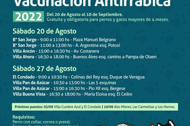 Cosquín: Sigue la vacunación para perros y gatos además de nuevas ofertas de cursos gratuitos