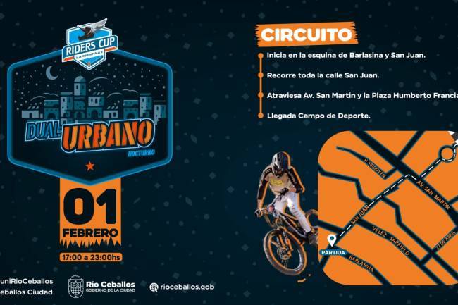 Río Ceballos se prepara para la cuarta edición del Dual Urbano Nocturno, una competencia de mountain bike.