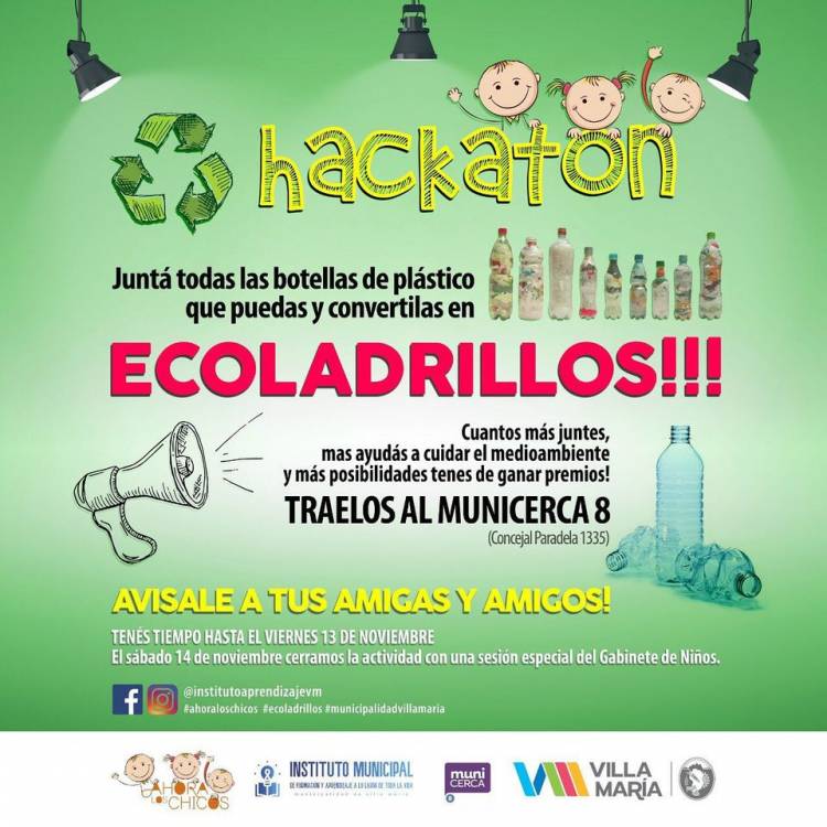 Villa María: Maratón de ecoladrillos, iniciativa del Gabinete de los Niños