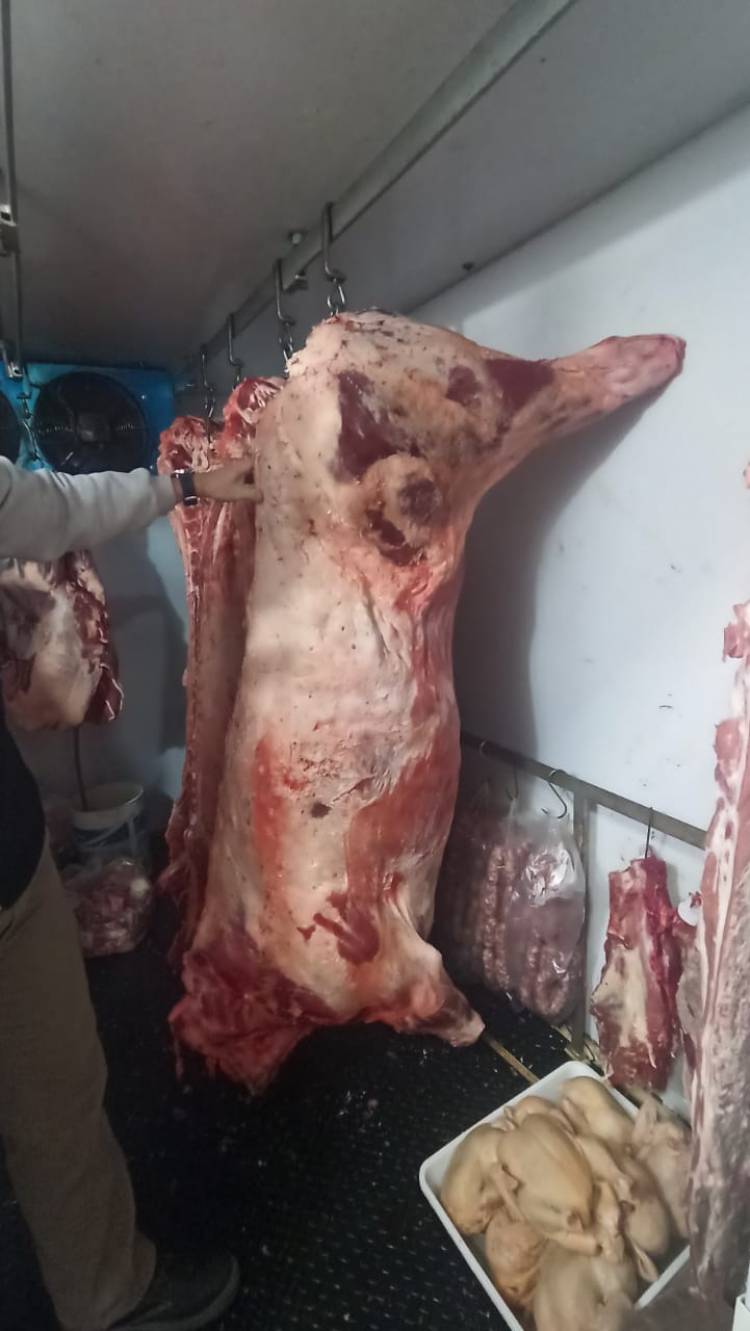 Más de 800 kilos de carne fueron decomisados este viernes en varias carnicerías de Colonia Caroya