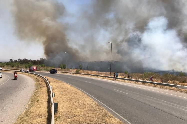 Controlan en forma parcial un incendio forestal desarrollado a la vera de la autopista a Carlos Paz 