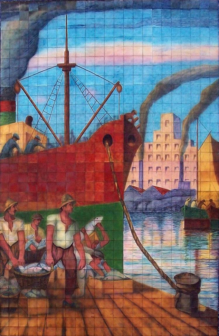 El artista plástico Quinquela Martín, en el aniversario de La Boca