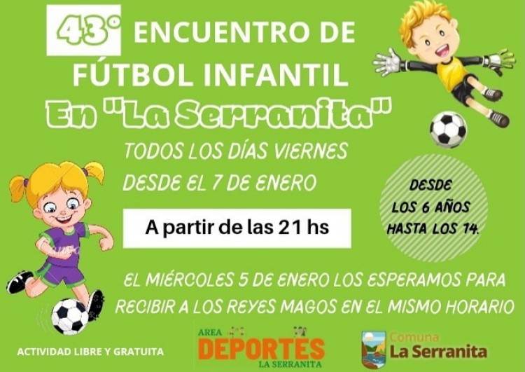 En La Serranita, se realizará el 43° Encuentro de Futbol Infantil