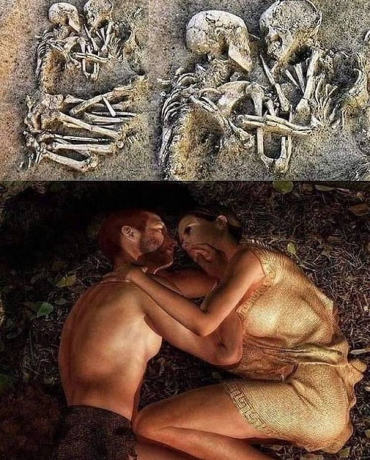 Dos cuerpos abrazados durante 2000 años en Pompeya