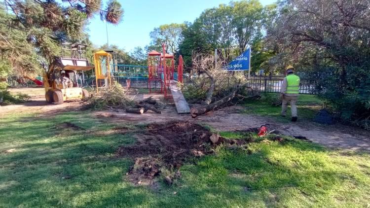 Tras el temporal del 24 a la noche, el Municipio se puso en acción para reacondicionar distintos puntos de la ciudad