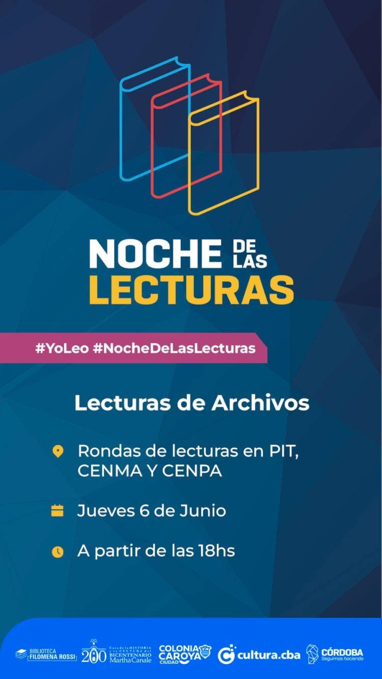 Colonia Caroya: El próximo jueves 6 de junio llega una nueva Noche de las Lecturas