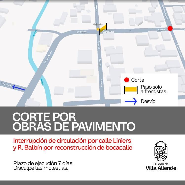 Villa Allende: Cortes por Bacheo
